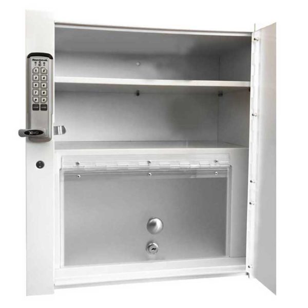 Double Wall Mount Locking Cabinet - Open