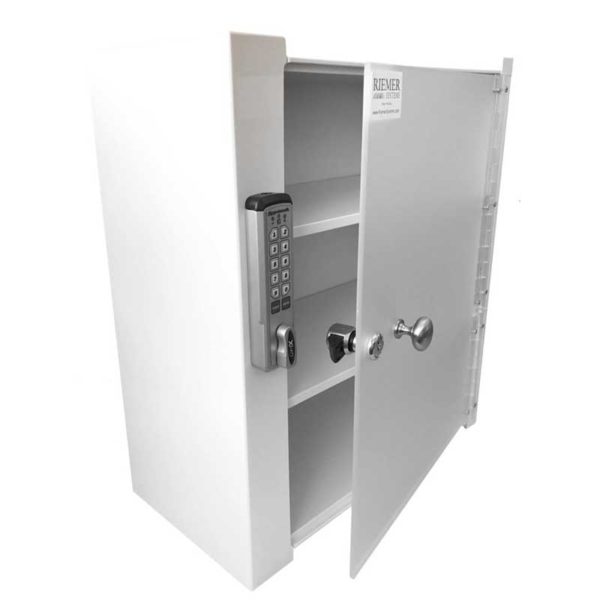 Wall Mount Locking Cabinet - Partially Open