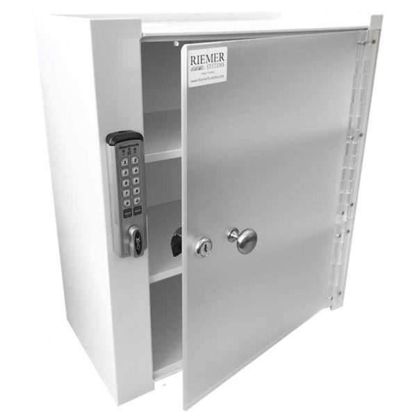 Wall Mount Locking Cabinet - Partially Open